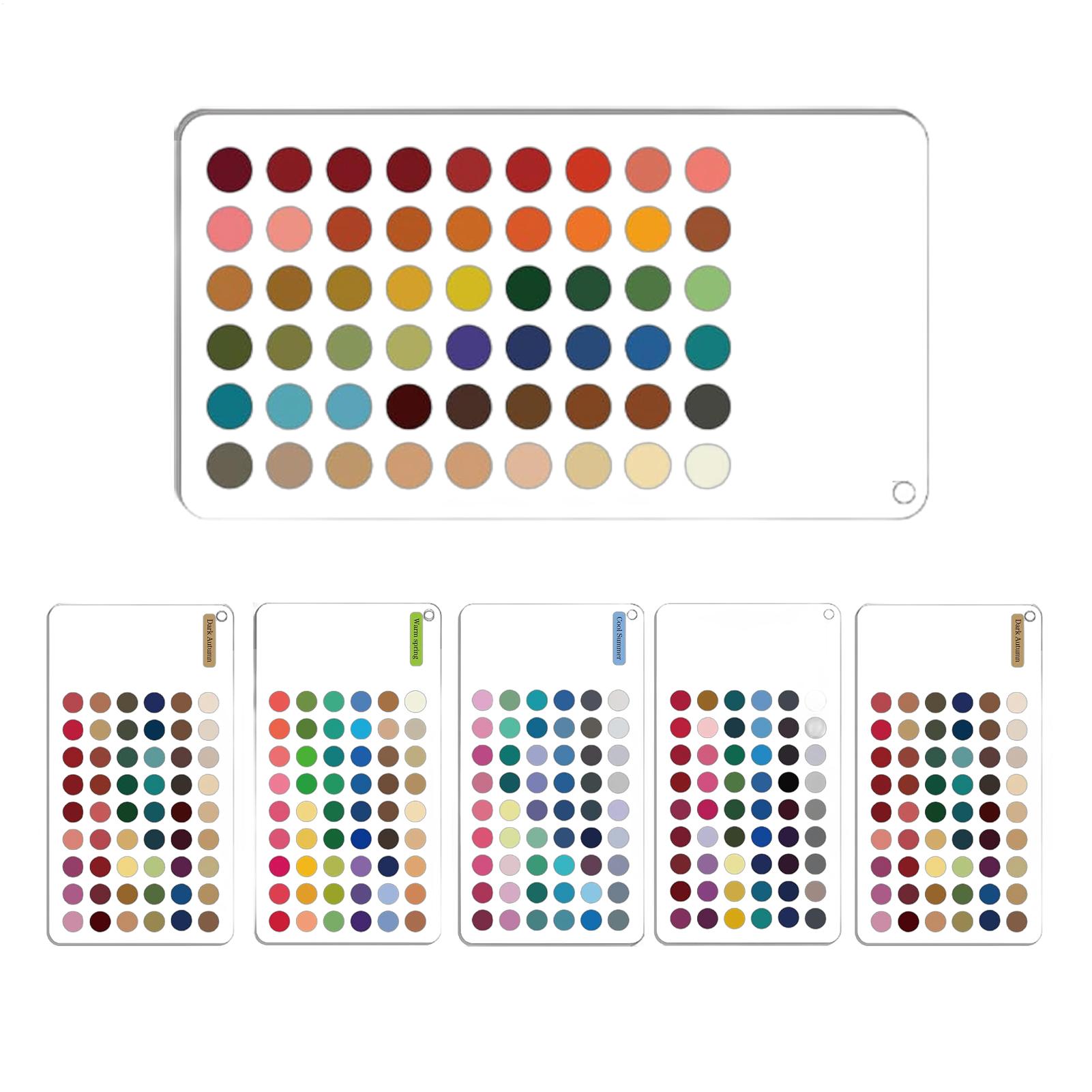 Color Checker Card - 秋の色合いパレットカード6枚セット 季節限定ポータブルマッチパレット 色分析ドレーピングキット 家庭 オフィス 学校