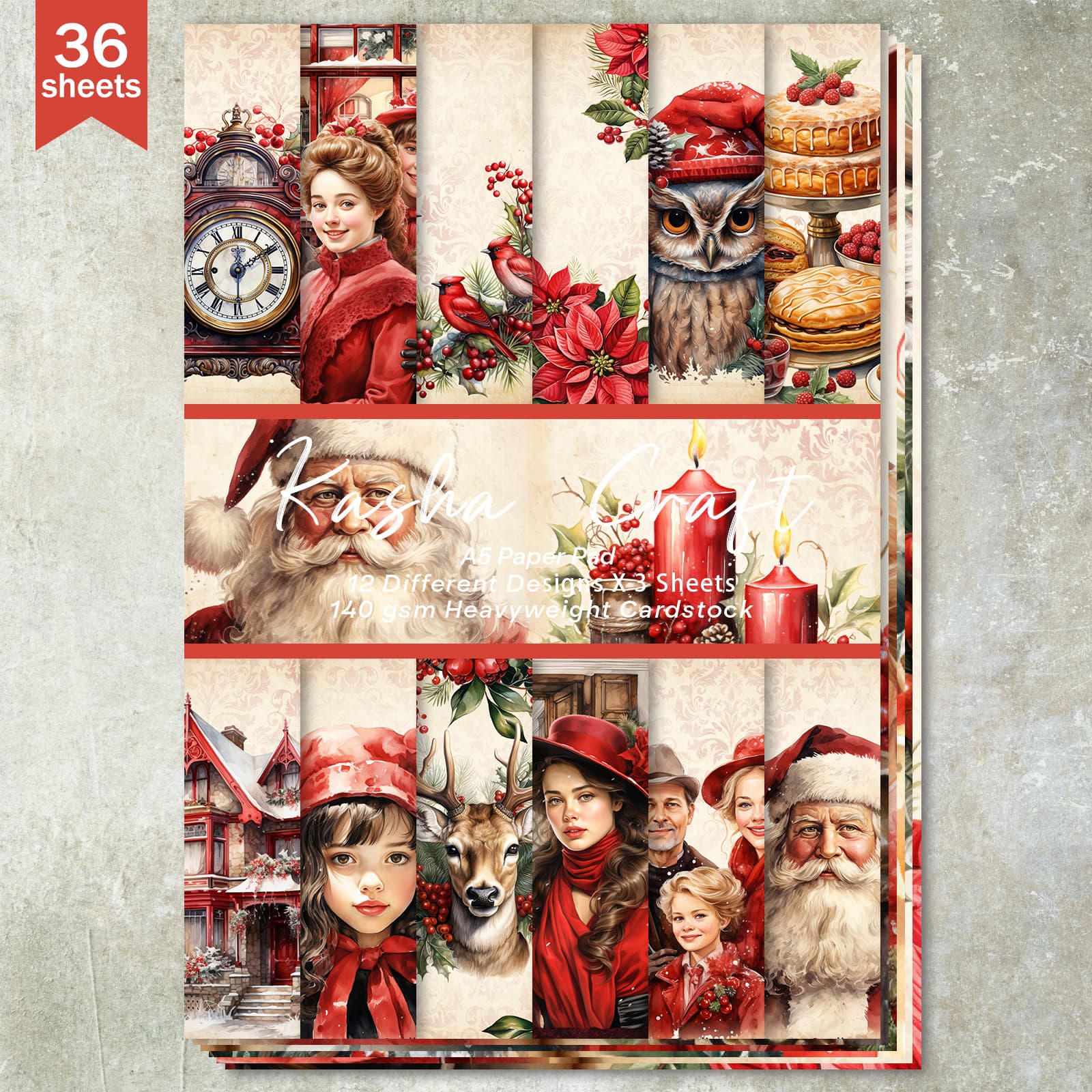 Photography Magazine - スクラップブッキング、紙、カード、グリーティングカード、サンタファミリー、日記、日記、a5用の36枚のa5パック