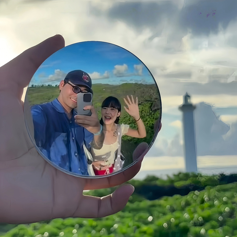 Photography High Angle - 旅行用自撮り丸型凸面鏡写真撮影用小道具高精細広角鏡女の子用化粧鏡カップル自撮り小道具