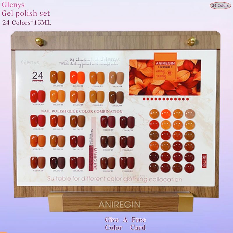 Color Checker Card - ヴィンテージブラウン 24色ネイルポリッシュグルー グレニス オンライン人気商品 新しいセミパーマネント イマージョンジェル
