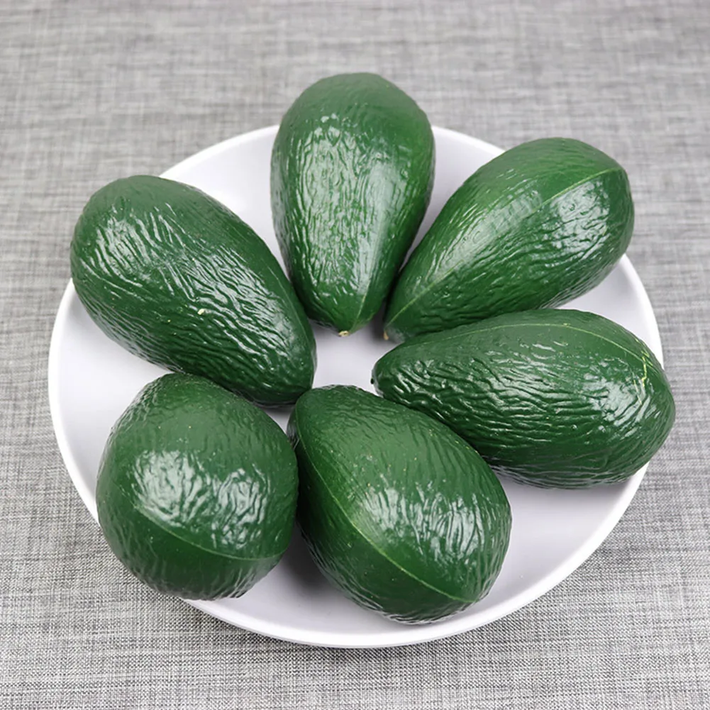 Photography Food - 人工アボカドモデル,プラスチックフォーム,偽の果物,食品シミュレーション,写真撮影アクセサリー,お祝いパーティー用品,室内装飾,6個