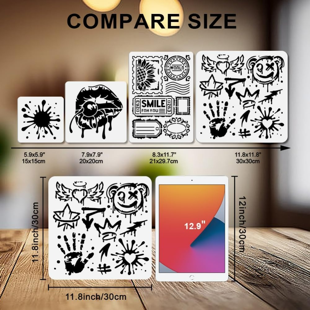 絵画用グラフィティステンシル 11.8×11.8インチ パー - Photography Techniques のレビューと価格