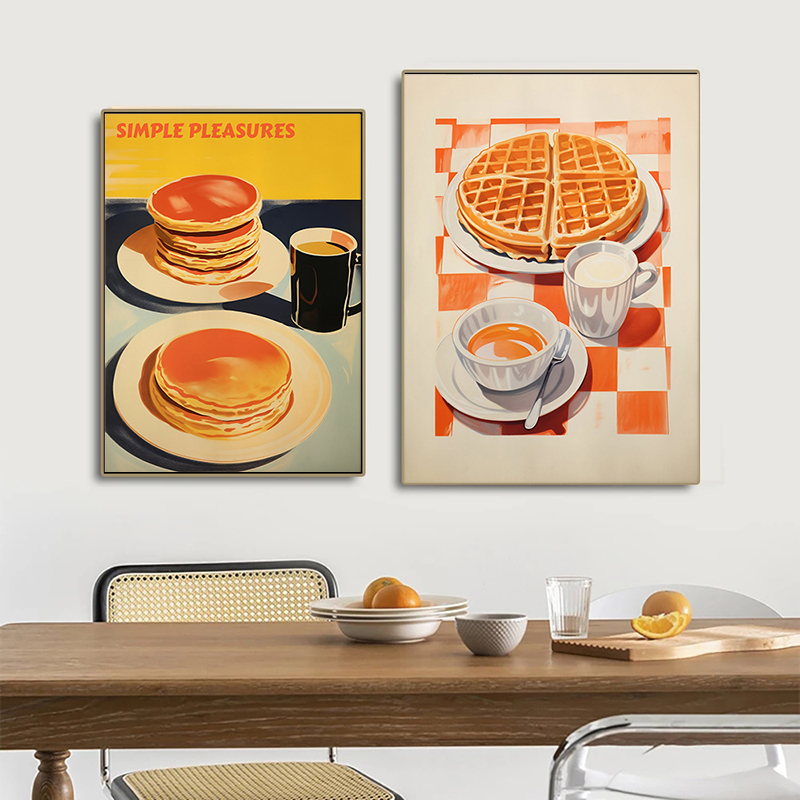 ヴィンテージフードポスター卵ベーコンスパゲッティパンケーキシ - Photography Food のレビューと価格