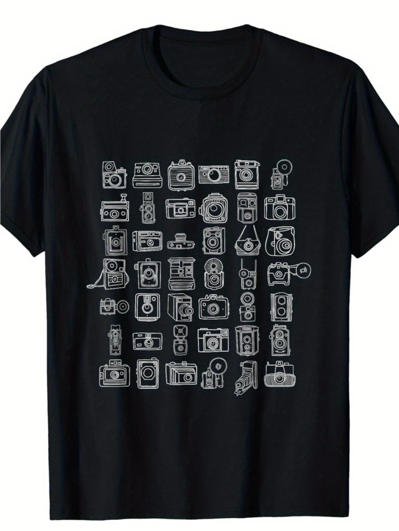 カメラデザインが特徴のメンズグラフィックTシャツ - ブラッ - Photography Graphic Design のレビューと価格