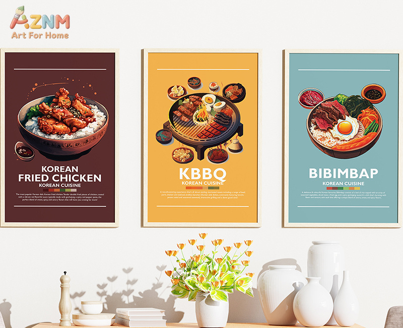 AZNM フレームレスキャンバスポスター 韓国料理プリント、 - Photography Food のレビューと価格