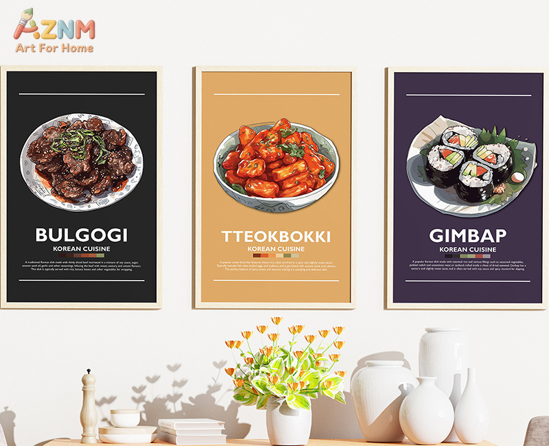 AZNM フレームレスキャンバスポスター 韓国料理プリント、 - Photography Food のレビューと価格
