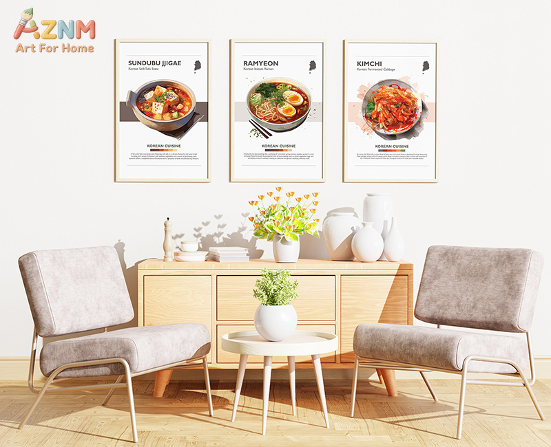 AZNM フレームレスキャンバスポスター 韓国料理プリント、 - Photography Food のレビューと価格