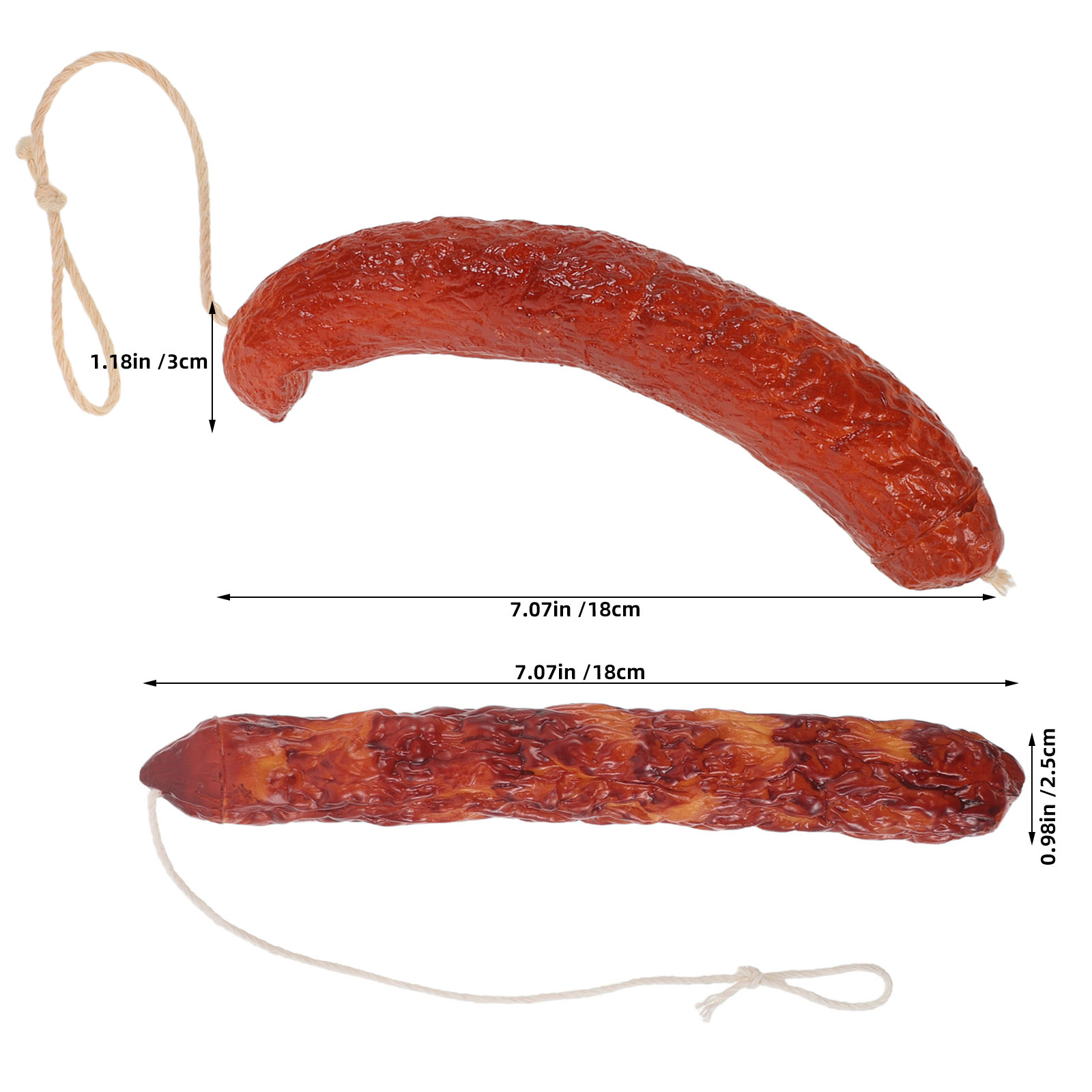 2個入り人工ソーセージディスプレイ小道具、リアルな肉の模造品 - Photography Food のレビューと価格