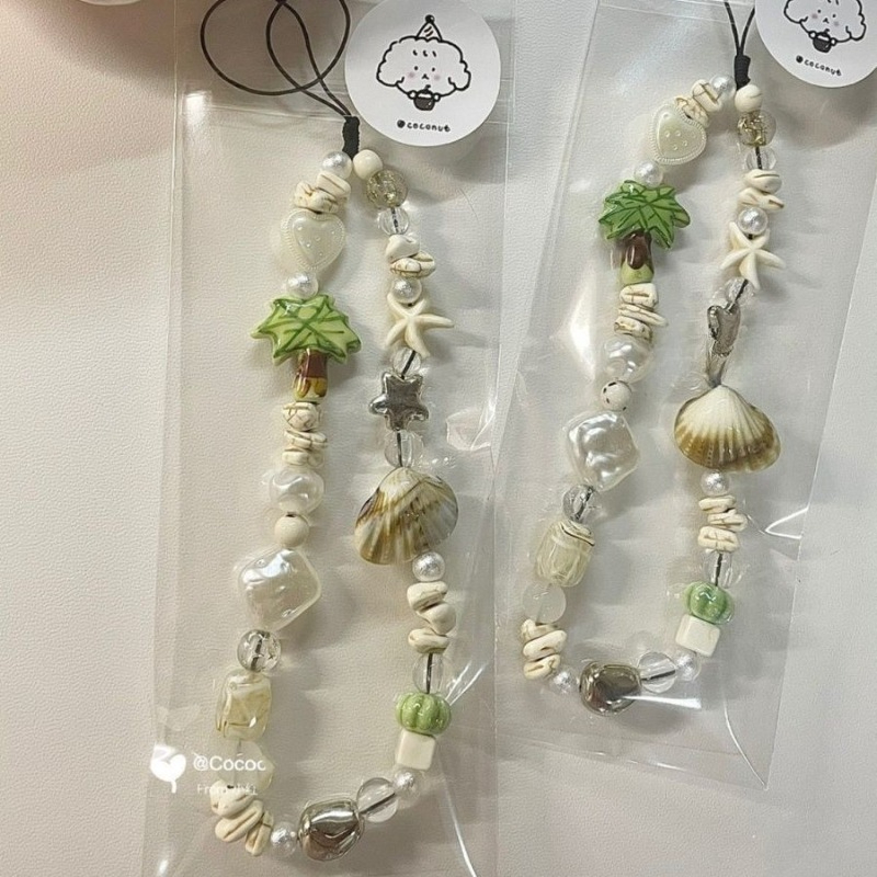 夏の貝殻ビーズ付き携帯ストラップ DIY CCDカメラチェー - Camera Wrist Strap のレビューと価格