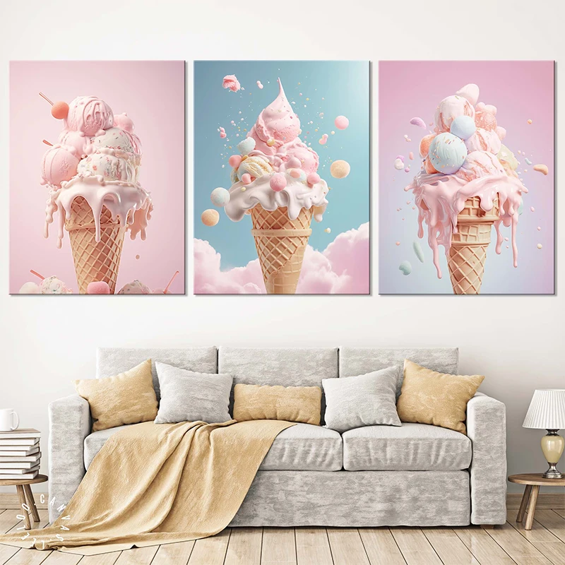 フレームなしピンクフードアイスクリームマカロンポスターとプリ - Photography Food のレビューと価格