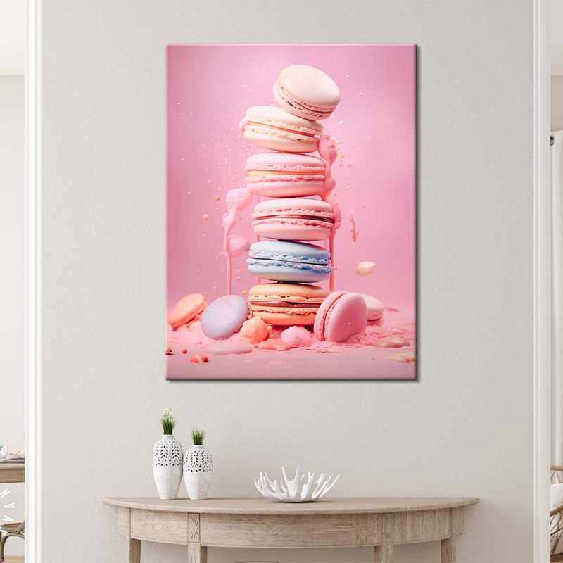 フレームなしピンクフードアイスクリームマカロンポスターとプリ - Photography Food のレビューと価格